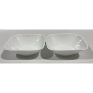 CORELLE - Lot of 2 Square  Vitrelle White Cereal Soup Ice Cream Bowls